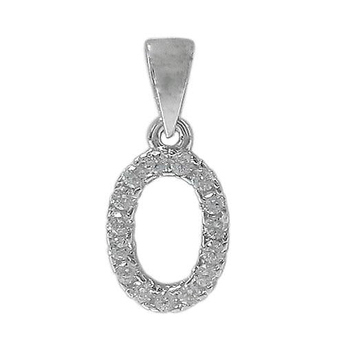 Sterling Silver Initial Pendant Set with Cubic Zirconia Letter O