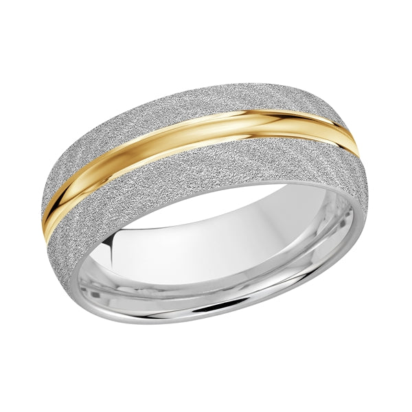 Style 12 Malo Wedding Band Solid Gold White Yellow Roll Finish