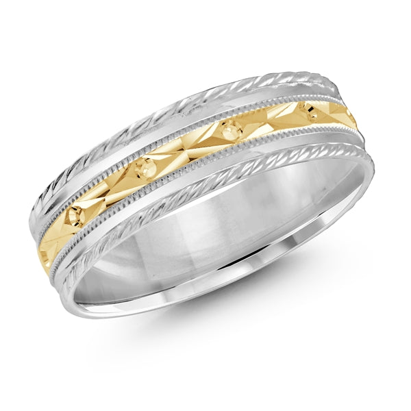 Style 26 Malo Wedding Band Solid Gold White Yellow