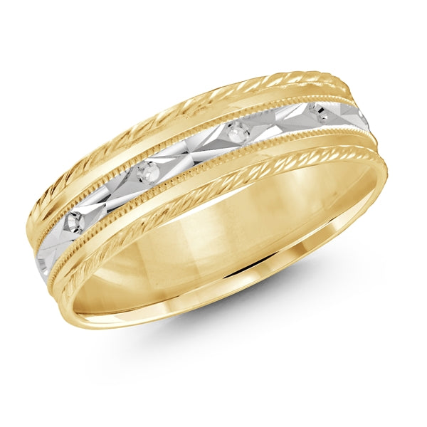 Style 26 Malo Wedding Band Solid Gold Yellow White
