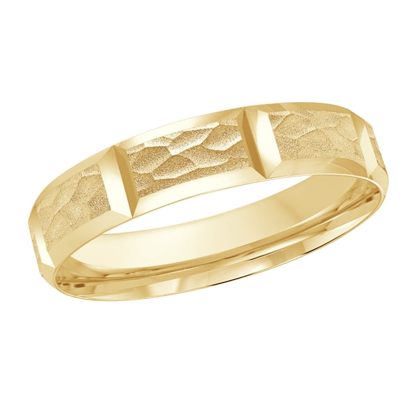 Style 027 Malo Wedding Band Solid Gold Yellow Hammered Finish