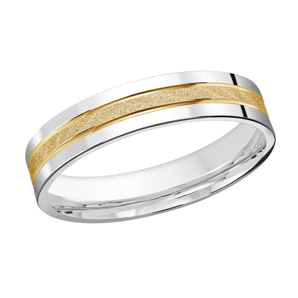 Style 29 Malo Wedding Band Solid Gold White Yellow Roll FInish