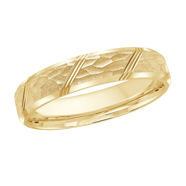 Style 31 Malo Wedding Band Solid Gold Yellow Hammered Finish