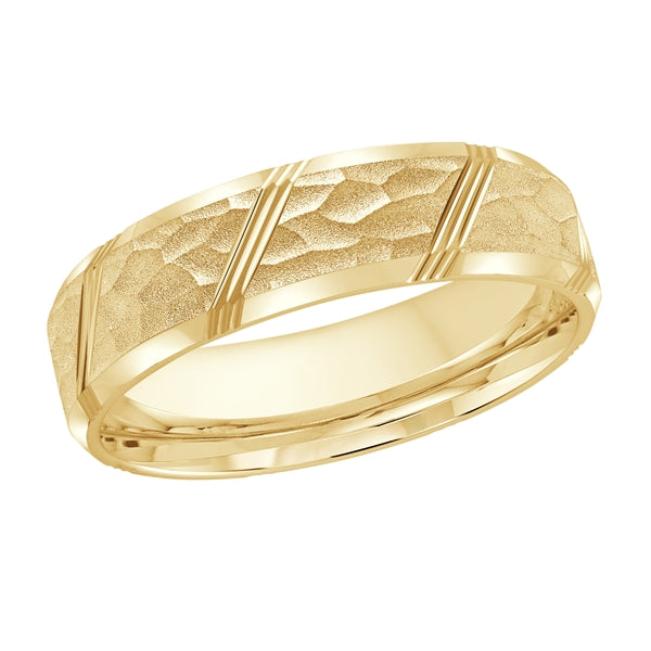 Style 32 Malo Wedding Band Solid Gold Yellow Hammered Finish