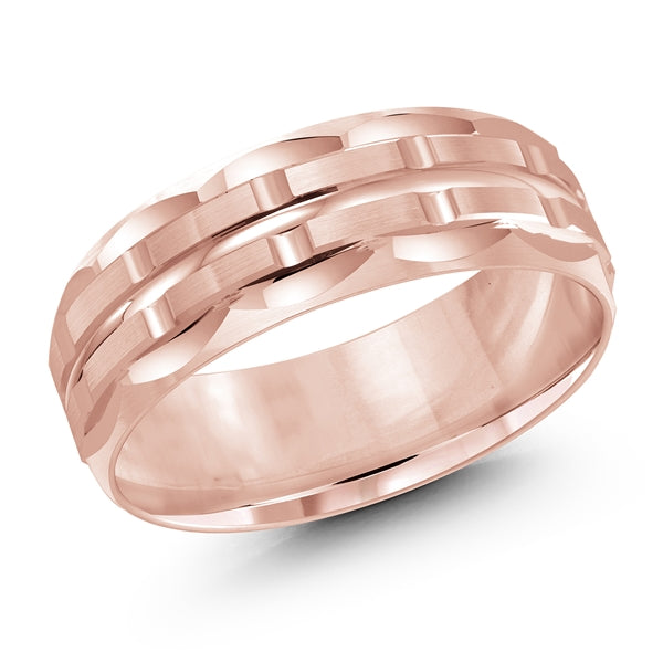 Style 37 Malo Wedding Band 8mm Width Solid Gold Rose