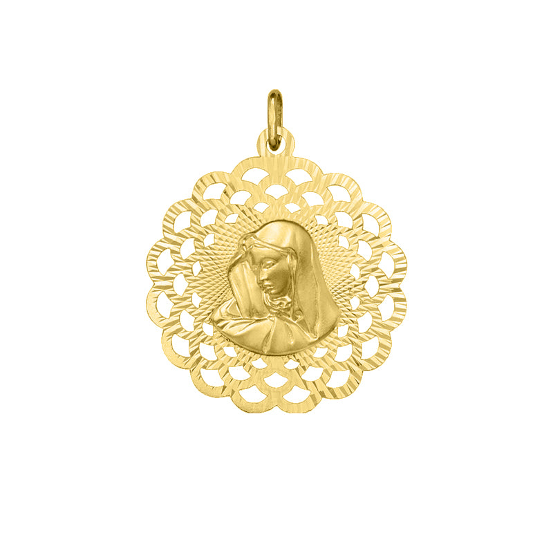 Mary Jesus Reversible Medallion Large 14KT Gold A A Jewels Co