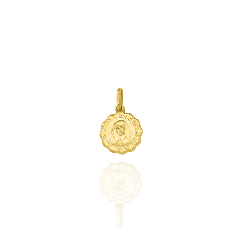 Madonna Medallion Textured Small Solid Gold