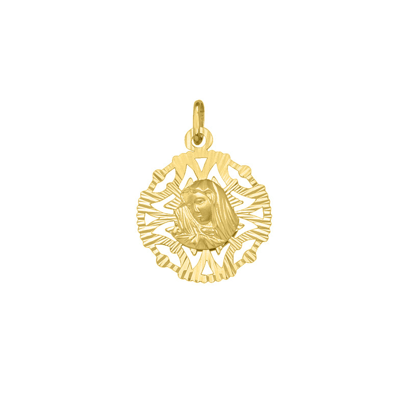 14KT Yellow Gold Madonna Side Reversible Pendant