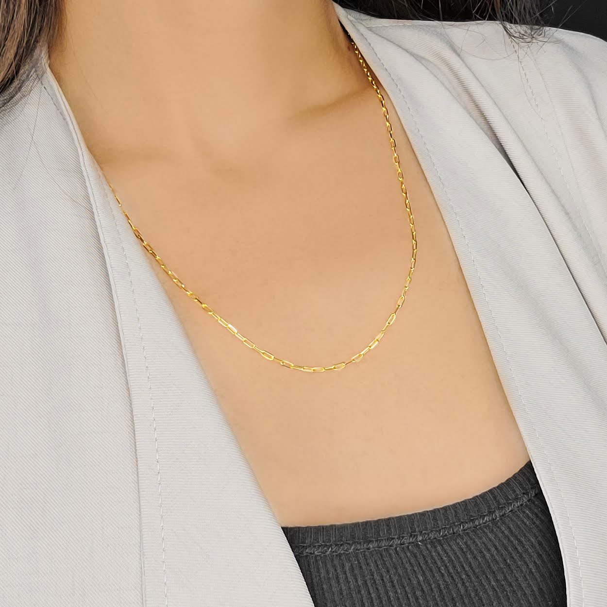 Paper Clip Chain (2mm) - Solid Gold