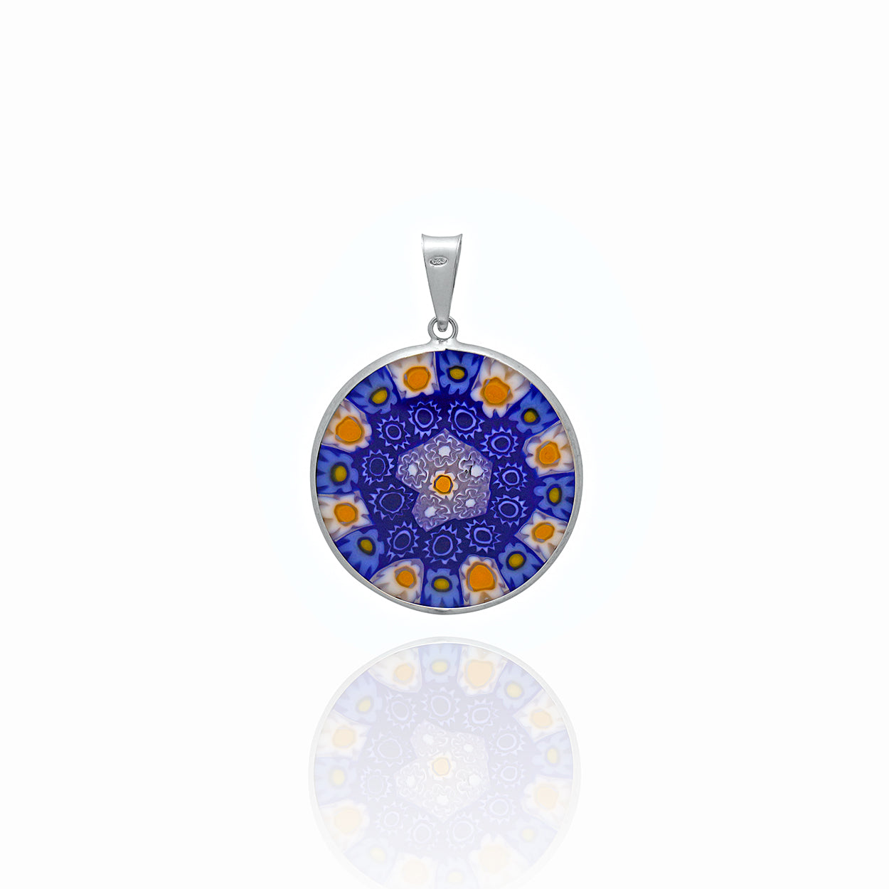 Sterling Silver Large Murano Glass Pendant