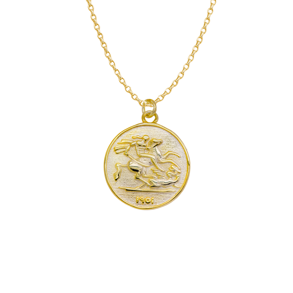 18kt Yellow Gold Plated Vintage Coin Necklace Side 1