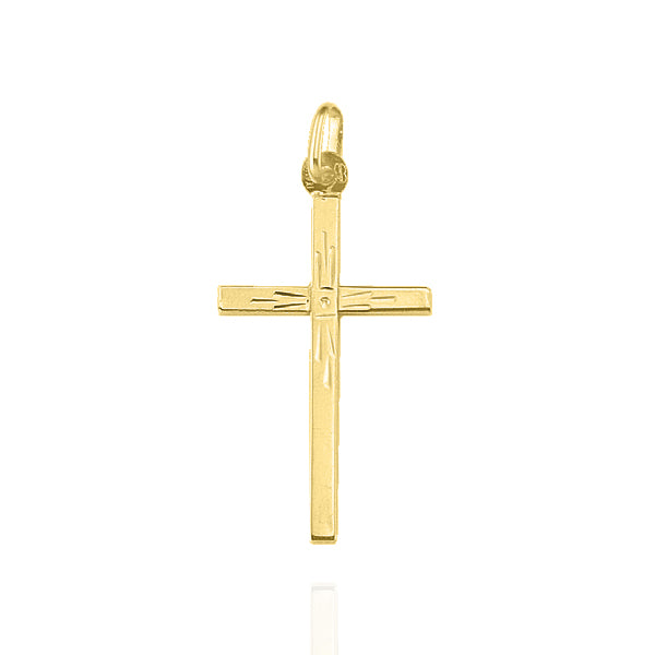 Textured Cross Large Solid Gold