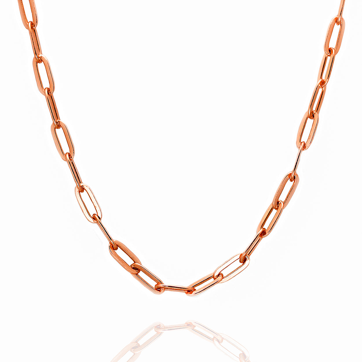 18kt Rose Gold Plated Sterling Silver Paper Clip Style Chain