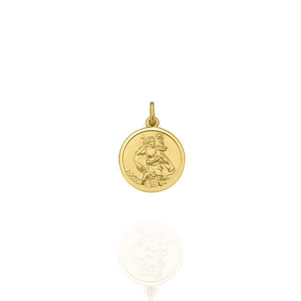 Solid Yellow Gold St. Christopher Medallion Small