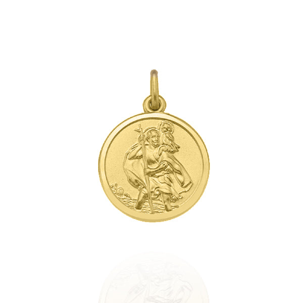Solid Yellow Gold St. Christopher Medallion Medium