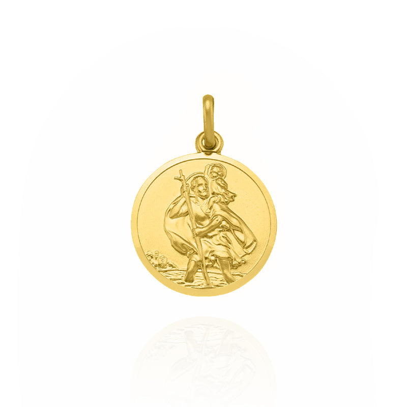 Solid Yellow Gold St. Christopher Medallion Large