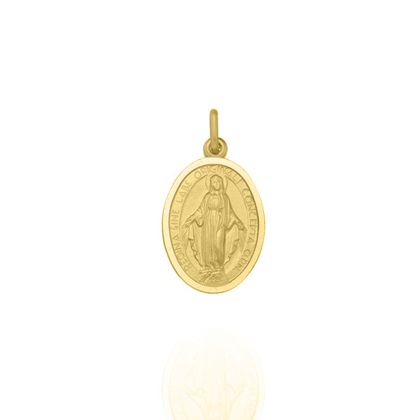 Solid Yellow Gold Mother Mary Immaculate Medallion Medium