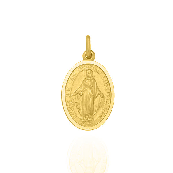Solid Yellow Gold Mother Mary Immaculate Medallion Large
