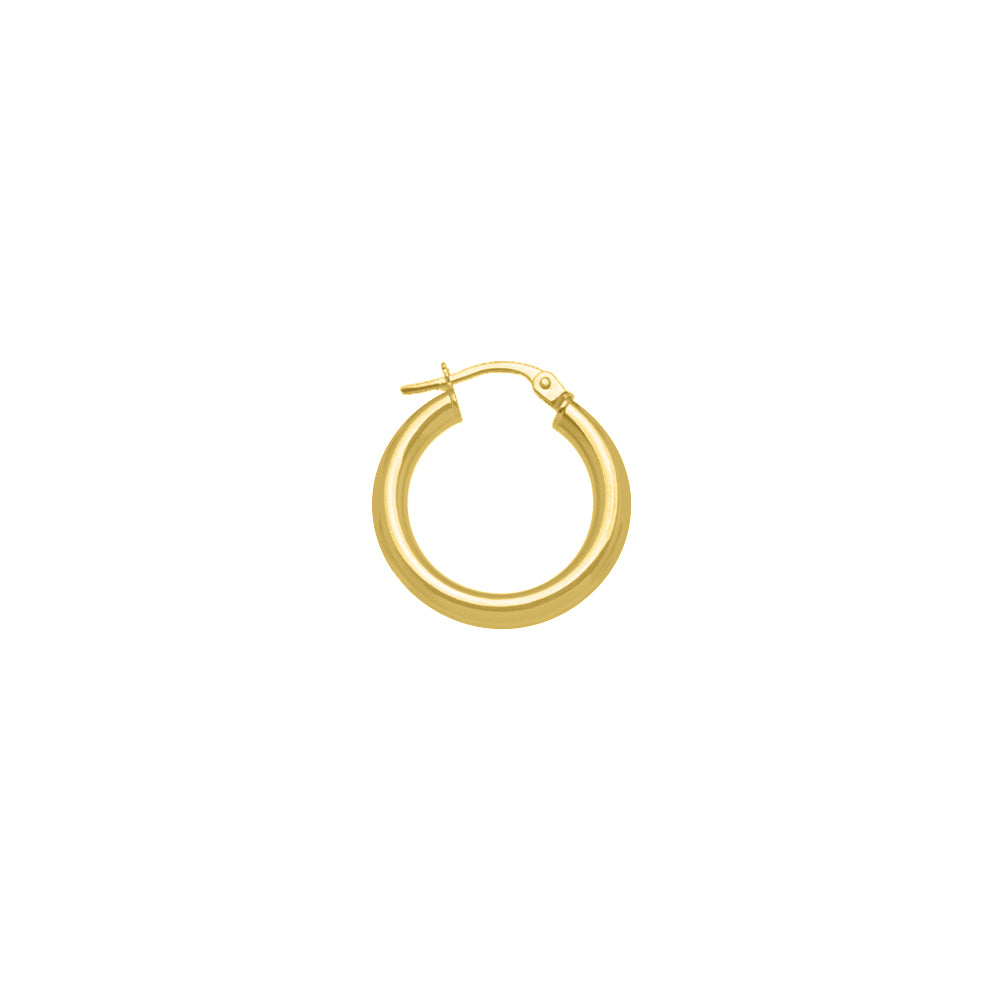 Small Hoops 3mm Tube Solid Gold Yellow