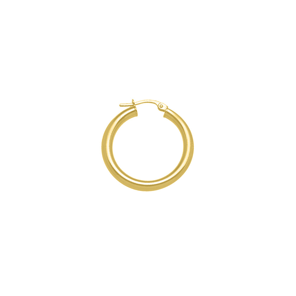 Medium Hoops 3mm Tube Solid Gold Yellow