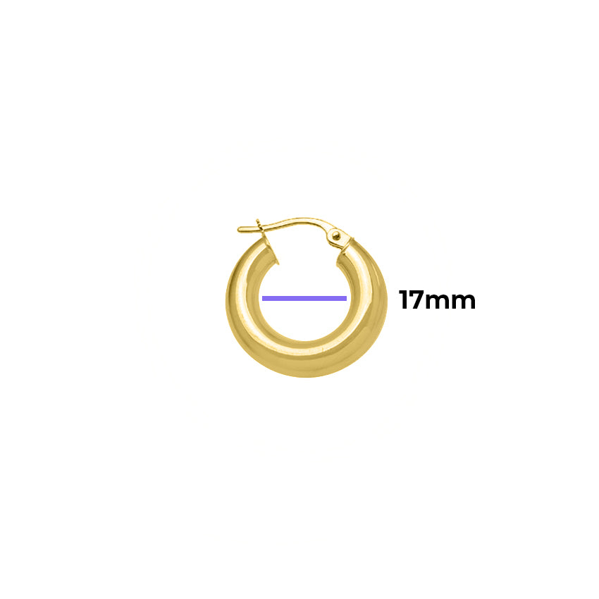 Extra Small Solid Yellow Gold Hoop with 4mm Tube with Measurement