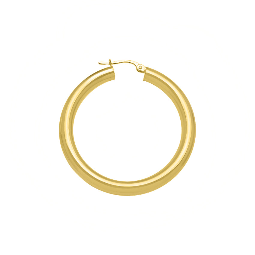 Large Solid Yellow Gold Hoop with 4mm Tube