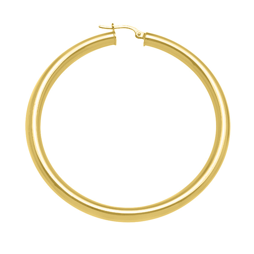 XXL Solid Yellow Gold Hoop with 4mm Tube