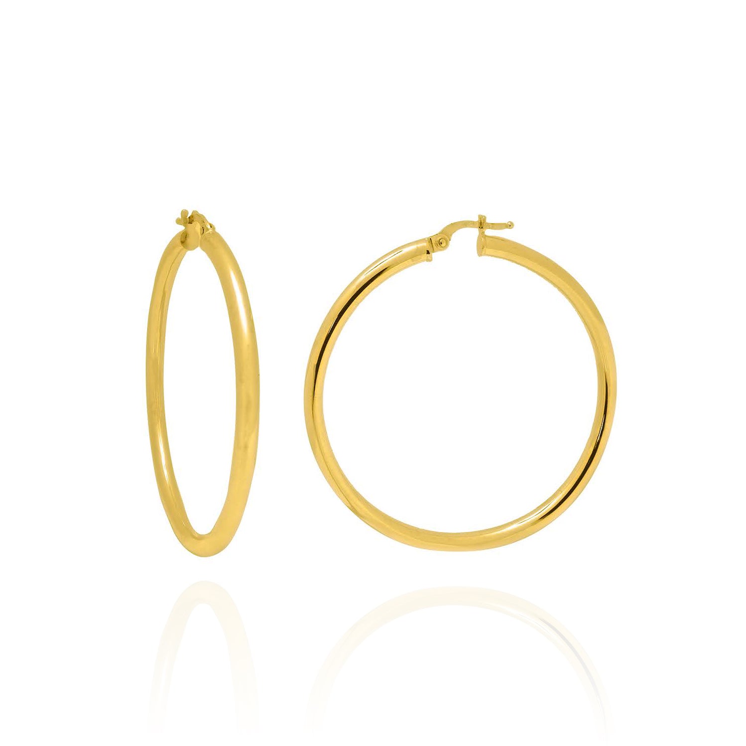 XL 2mm Tube Solid Gold Hoops Yellow