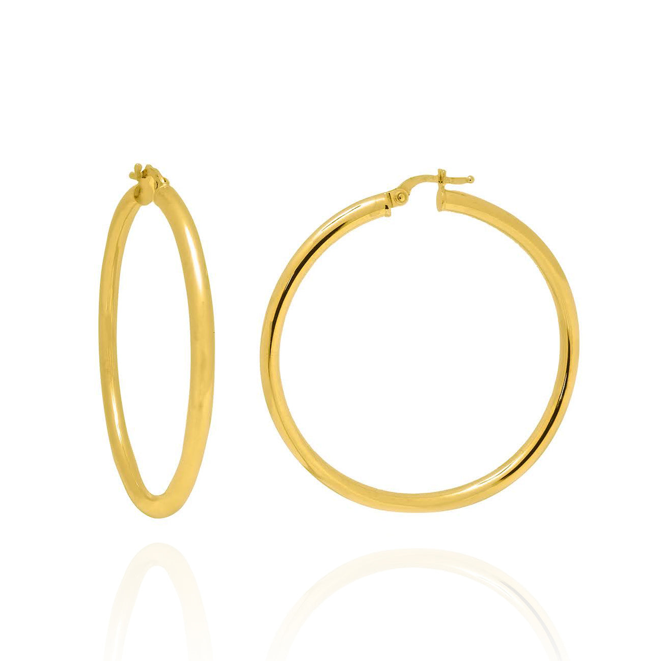 XXL 2mm Tube Solid Gold Hoops Yellow