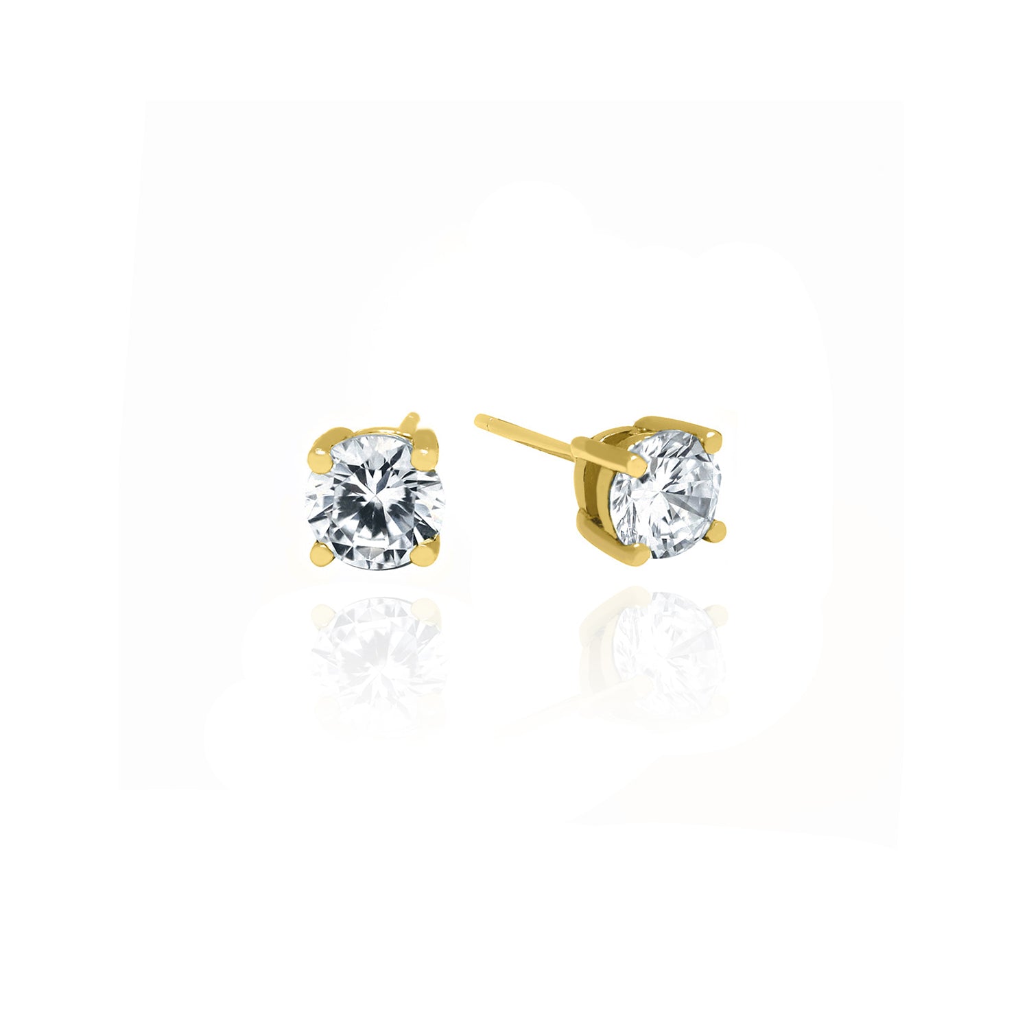 10KT Solid Gold Cubic Studs 5mm Diameter Yellow