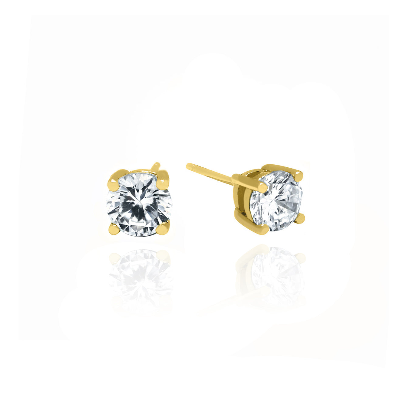 10KT Solid Gold Cubic Studs 6mm Diameter Yellow