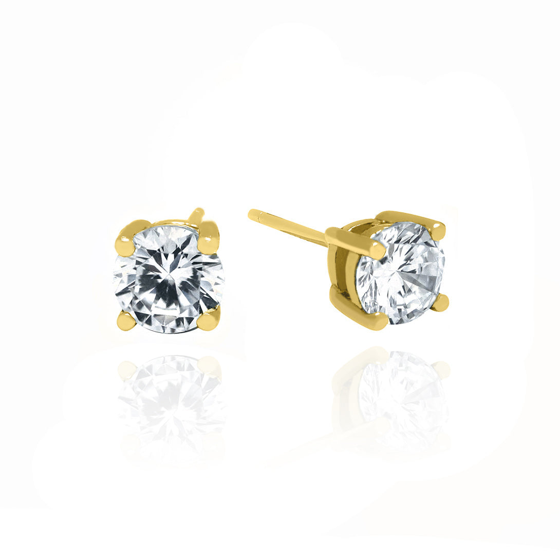 10KT Solid Gold Cubic Studs 7mm Diameter Yellow