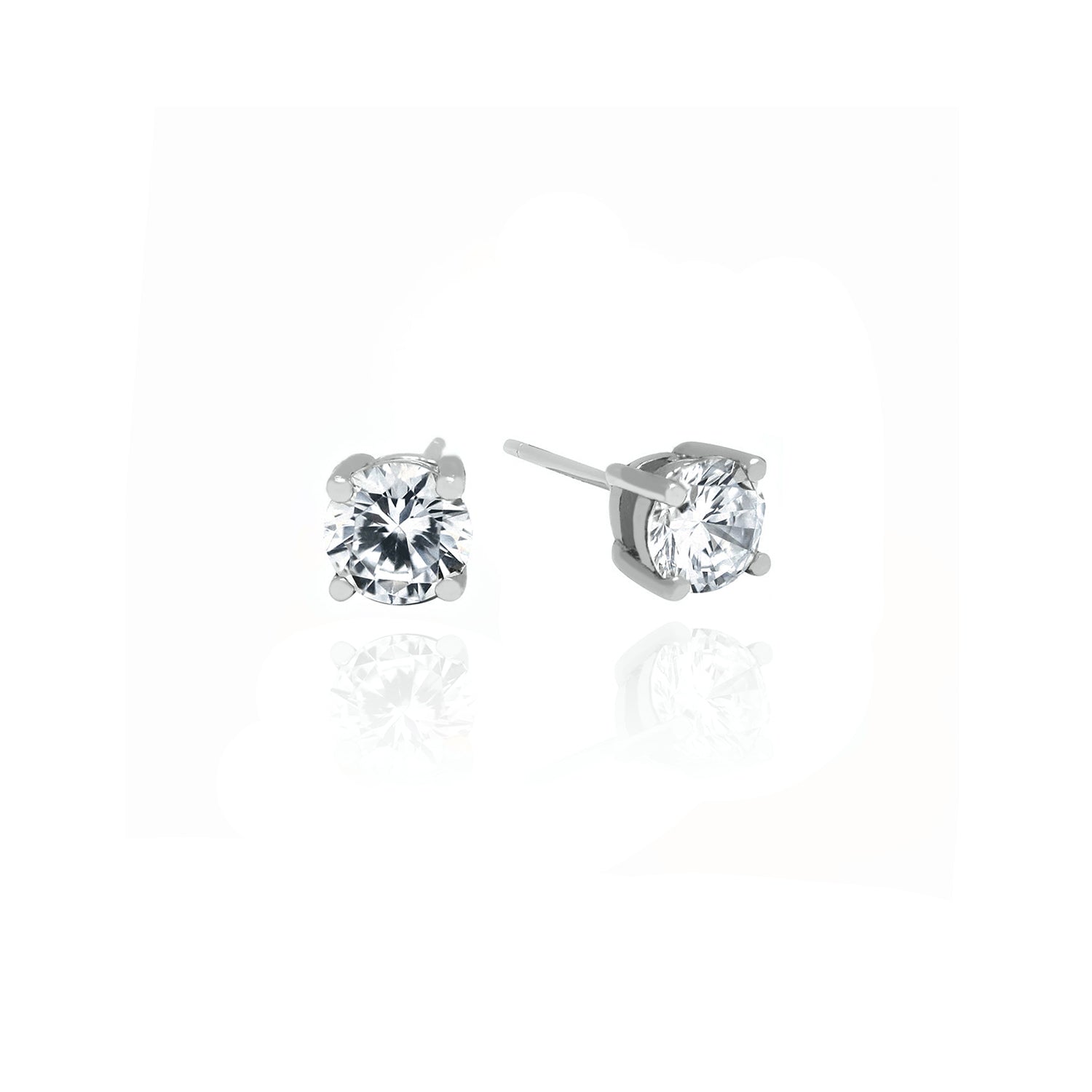 10KT Solid Gold Cubic Studs 5mm Diameter White