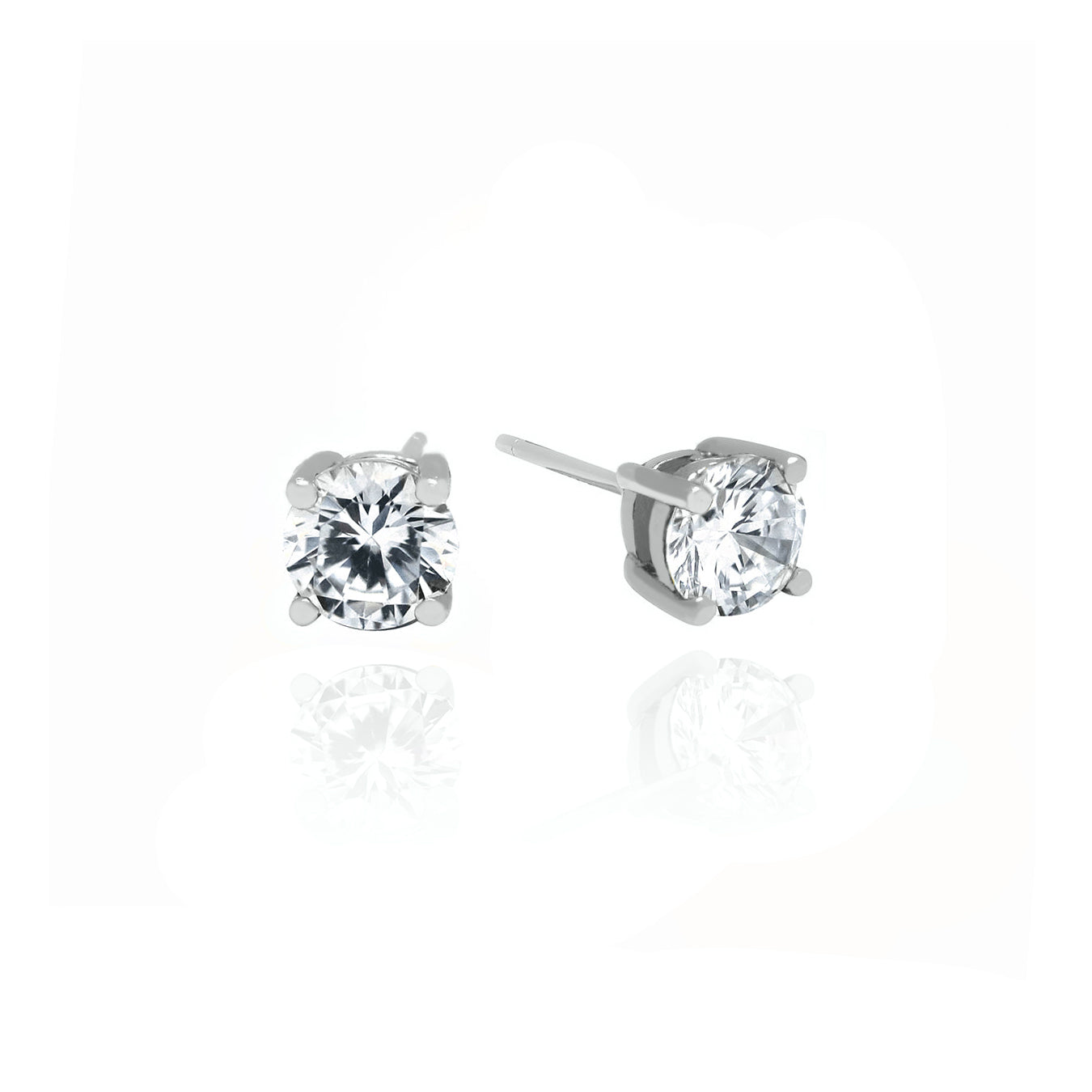 10KT Solid Gold Cubic Studs 6mm Diameter White