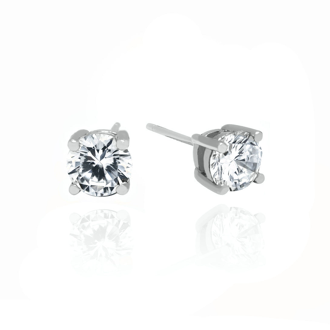 10KT Solid Gold Cubic Studs 7mm Diameter White