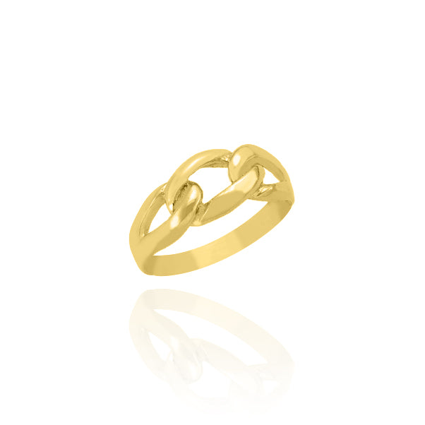 Solid Yellow Gold Triple Link Ring