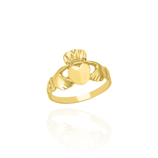 10KT Solid Yellow Gold Claddagh Ring Small