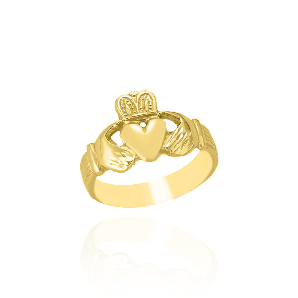 10KT Solid Yellow Gold Claddagh Ring Large