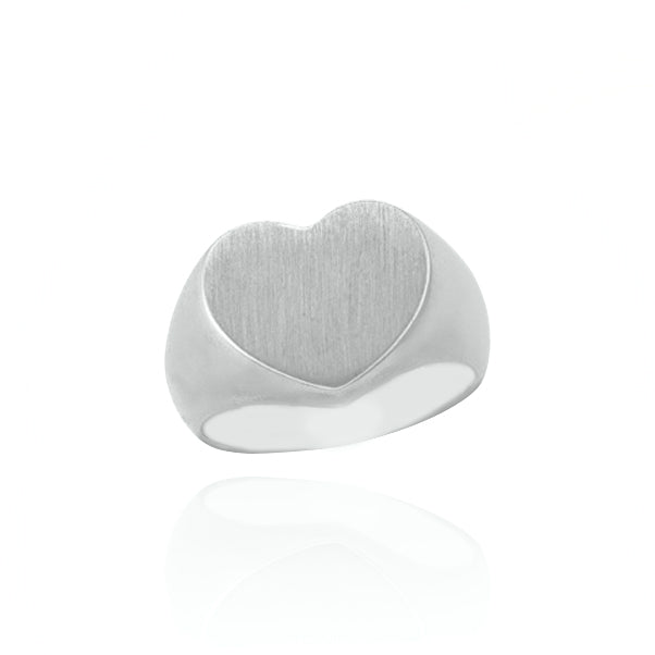 10KT White Gold Heart Signet Ring