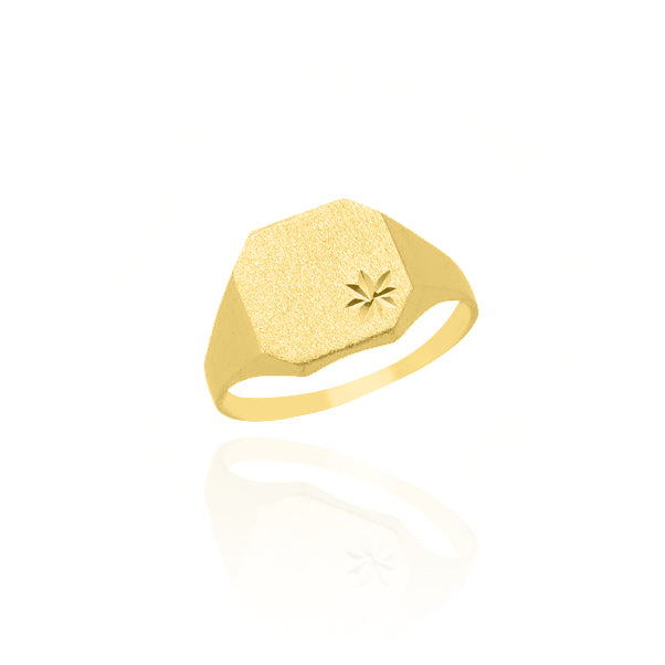 10KT Solid Yellow Gold Star Signet Ring