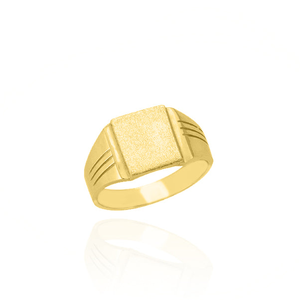 Solid 10KT Yellow Gold Square Signet Textured Shoulders Small