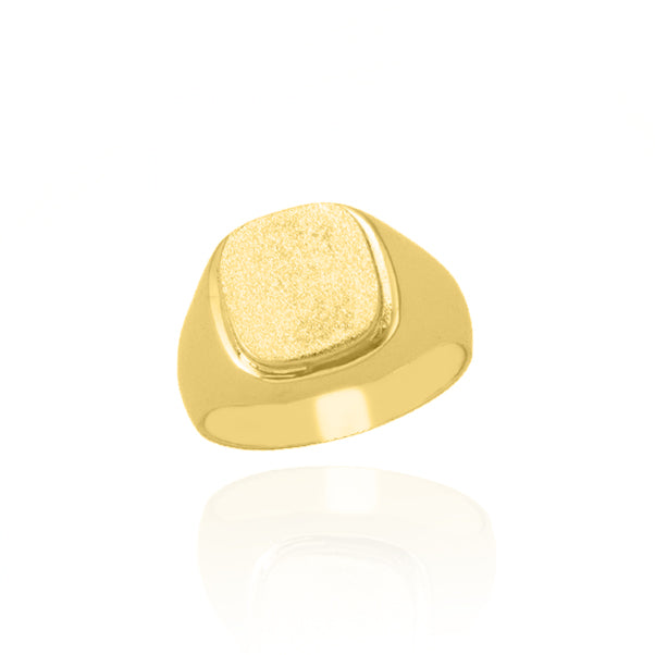 10KT Solid White Gold Rounded Square Signet