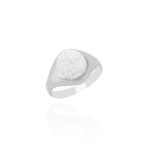 10KT Solid White Gold Oval Signet Ring