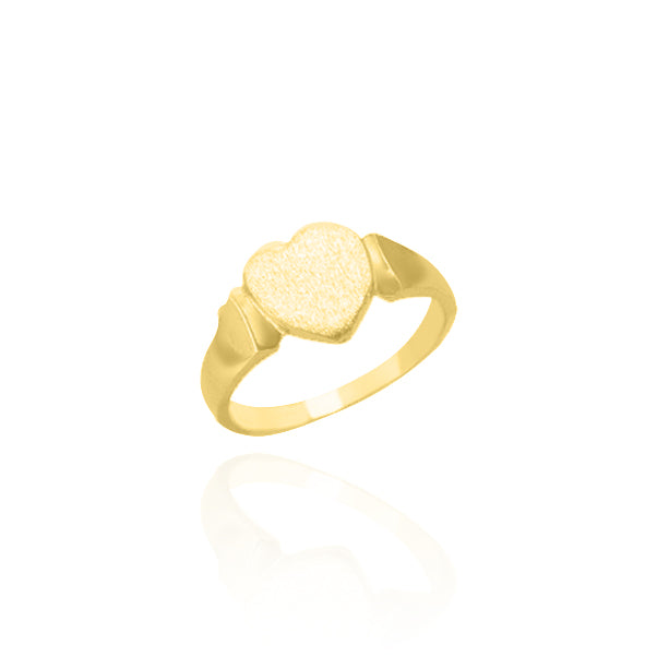 Solid 10KT Yellow Gold Heart Baby Signet Ring