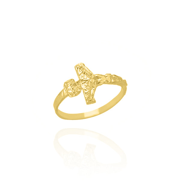 Solid 10KT Yellow Gold Crucifix Baby Ring