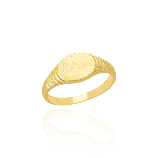 Solid 10KT Yellow Gold Rippled Baby Signet Ring