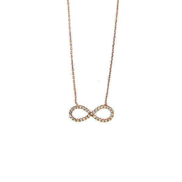 18kt Rose Gold plated Cubic Zirconia Infinity Pendant Necklace