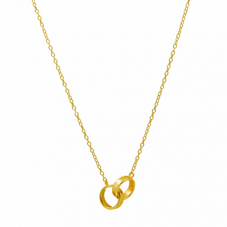 18kt Yellow Gold Plated Locked Rings Necklace