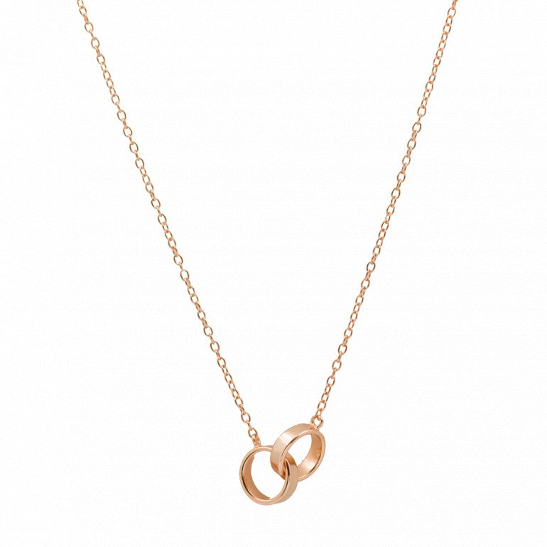18kt Rose Gold Plated Locked Rings Necklace