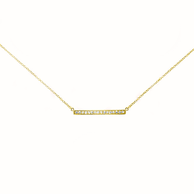 18kt Gold Plated Bar Necklace set with Cubic Zirconia
